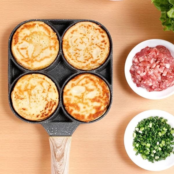 Stekepanne kompatibel med pannekaker, egg, lapper, 4 rom