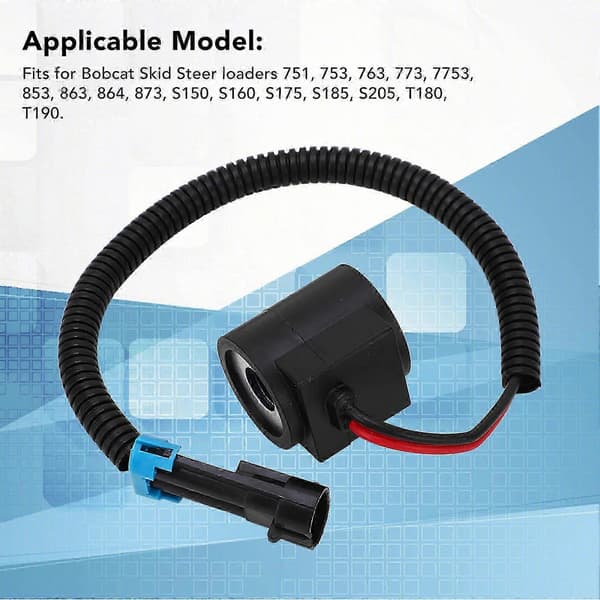 【BEMS】12V Solenoid Coil with Pin - 1/2 Hole Diameter Compatible with Bobcat Skid Steer Loader Models 751, 753, 763, 773, 7753