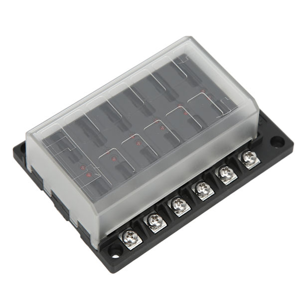 Universal 1 i 12 ud sikringsholder elektrisk sikringsboks 10‑32V med LED-advarselsindikatorer til bilbåd autocamper