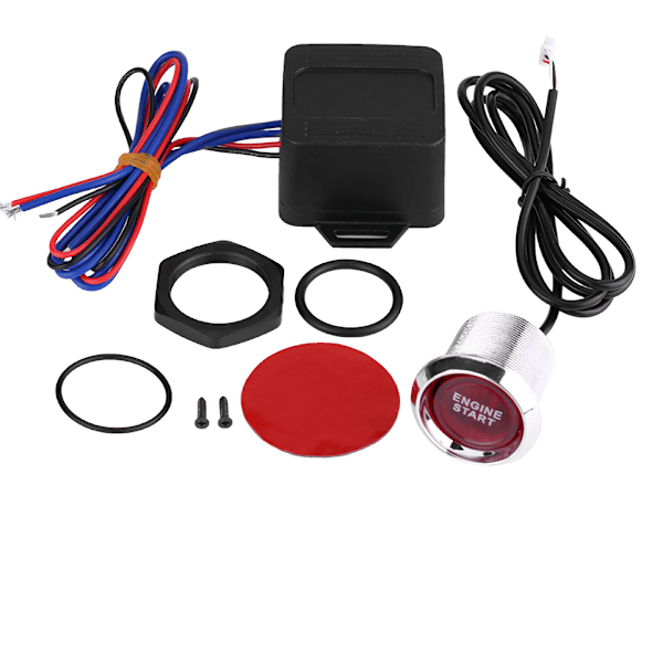 Universal 12V Bilmotor Startknap Tænding Starter Rød LED