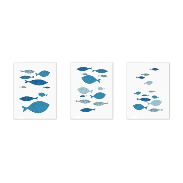 3kpl Canvas seinätaidemaalaus Sarjakuva kalat printed kuva Kotitoimiston sisustus/
