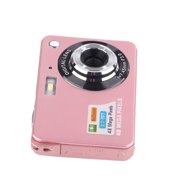 4K digitalkamera 48MP 2,7 tommer LCD-skjerm 8x Zoom Anti Shake Vlogging-kamera for fotografering Kontinuerlig fotografering Rosa /