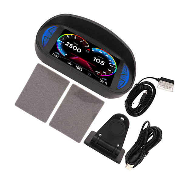 Bil HUD Display OBD2 GPS-läge med lutningsmätare Kompass Hastighet RPM-varningsfunktion Universal för bilar