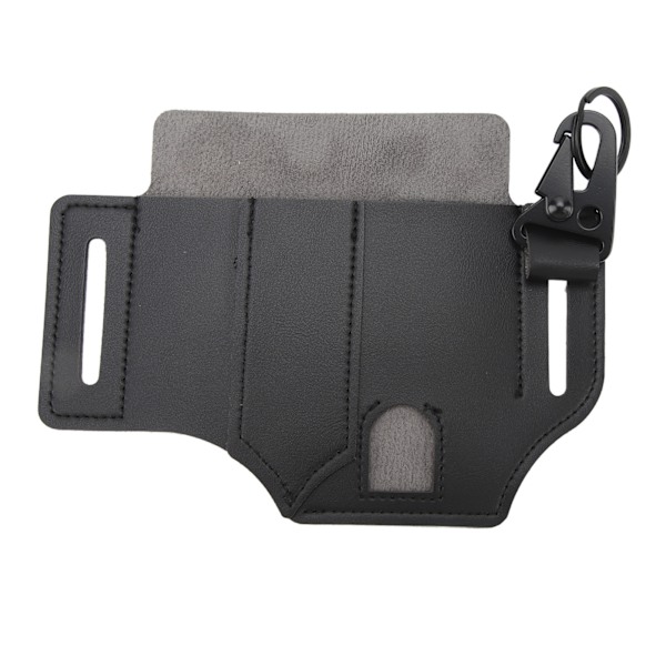 Männs Svart Läder EDC Multiverktyg Bältesväska med Mjuk Textur och Hög Kapacitet