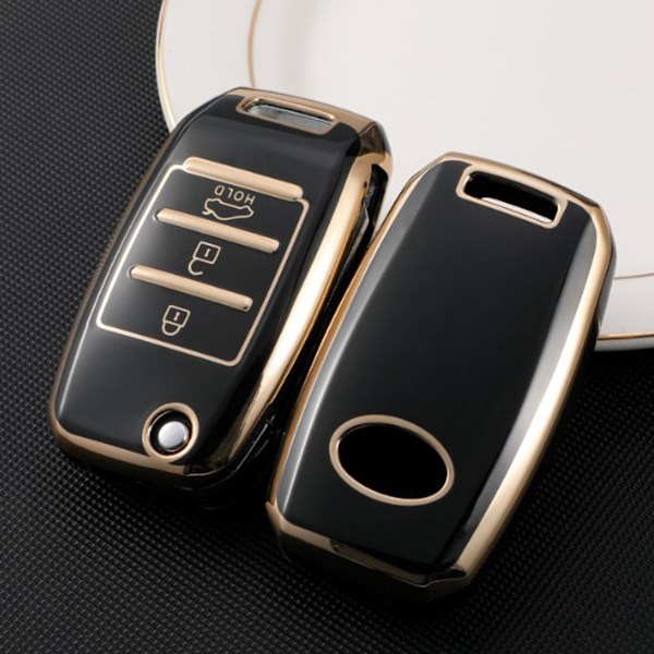 Nøglefob Cover TPU Præcis Pasform Smart Nøglebeskytter Holder Udskiftning til Kia K2 K3 K4 KXCROSS KX7 Sort