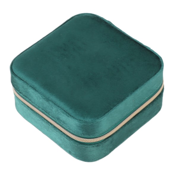 BEMS Velvet Jewelry Box Compact Small Zippered Travel Organizer Portable Storage Case for Daily Use Blackish Green