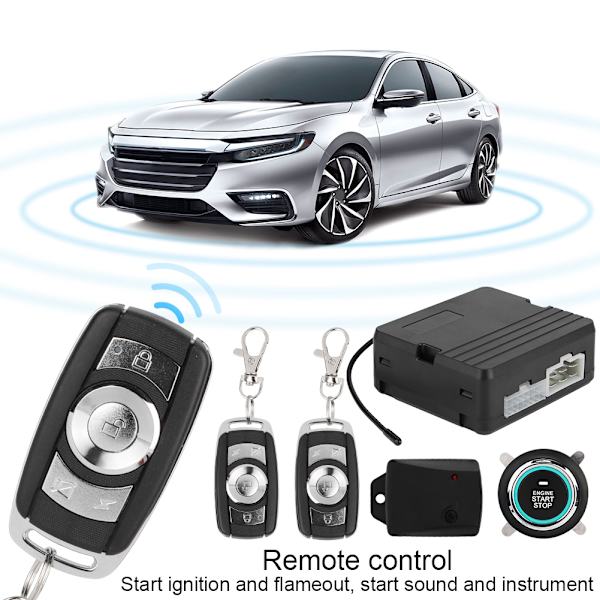 En-knaps motorstart Bilvibrationsalarmsystem Tænding Push & Fjernbetjening 12 V (Nummer 2)