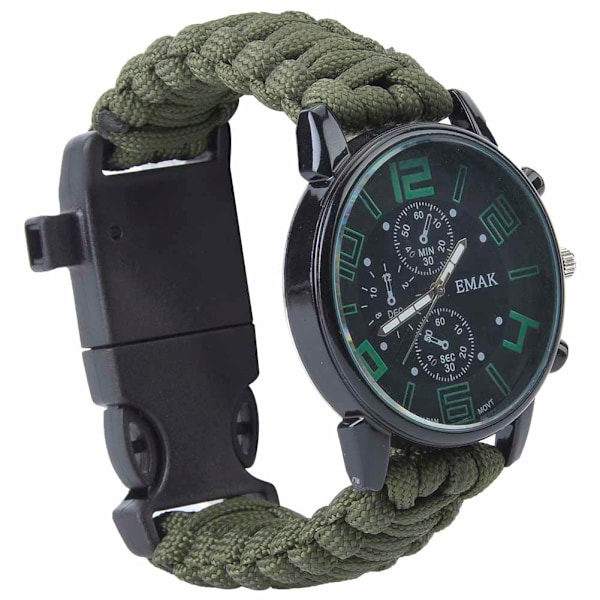 6 i 1 Multifunktionelt Vandtæt Udendørs Camping Overlevelsesur Rednings Paracord Armbånd