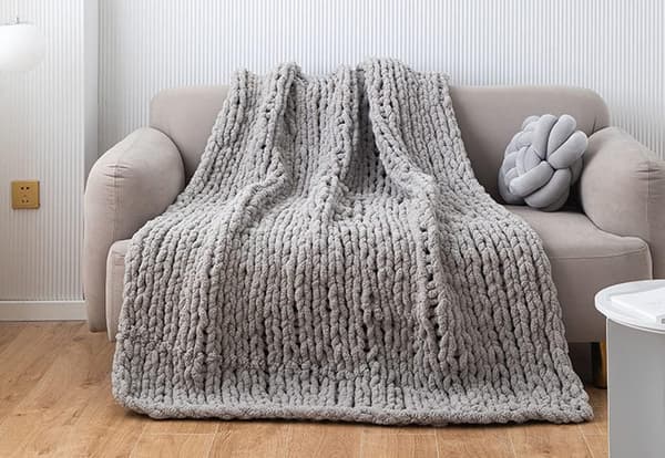 Tykt strikket chenillegarn Kompatibel med håndlavede tæpper, superblødt, stort jumbo-garn Grey