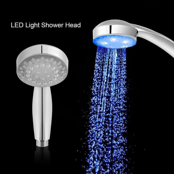 【BEMS】LED-brusehoved 7 farver skiftende blå/grøn/rød vandlysglød