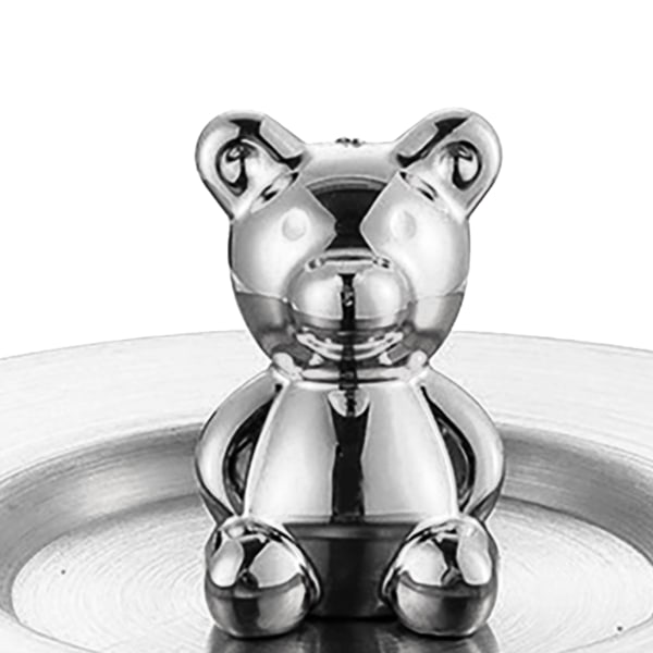 TIMH Cute Bear Cup cover i rostfritt stål Dammtät rundade kanter blank yta Konstnärlig kopp lock för mugg Glas kopp Silver