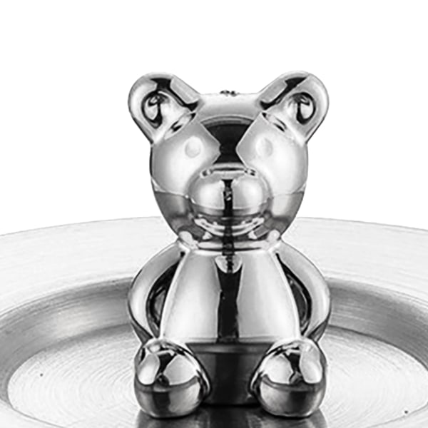TIMH Cute Bear Cup Deksel Rustfritt stål Støvtett avrundede kanter Glanset overflate Kunstnerisk kopplokk til krus Glasskopp Sølv