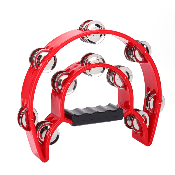 Double Row Jingles Handbell Tambourine Percussion Musical Instrument(Red)//+