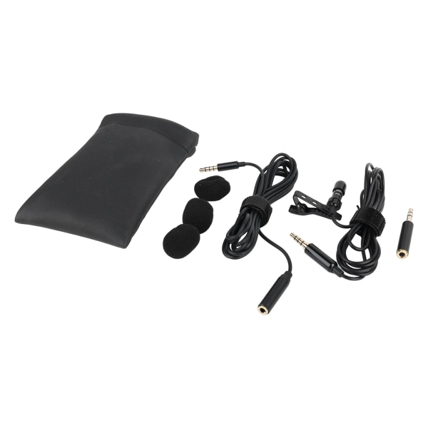 Professionel Lavalier-mikrofon 360-graders Omnidirektionel 3,5 mm Clip On Lavalier Lapel Mic med 4,9 fod kabel