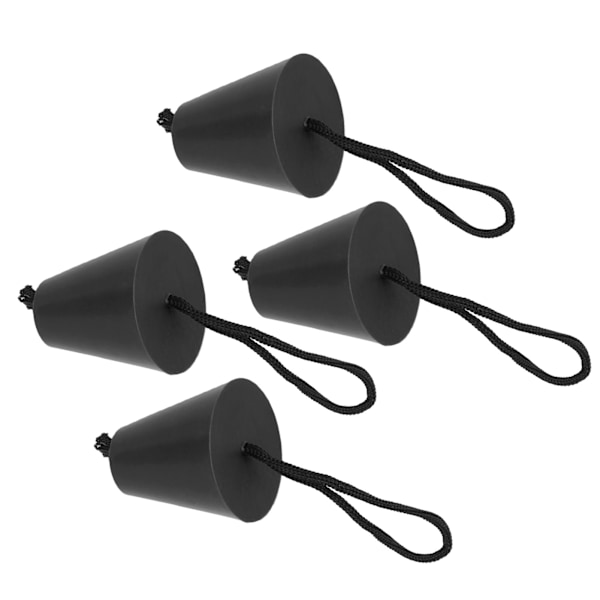 4 stk. Scupper Plug Kit med snor Fleksible silikone drænhuller Stopprop Universal til kajakker Kanoer Sort