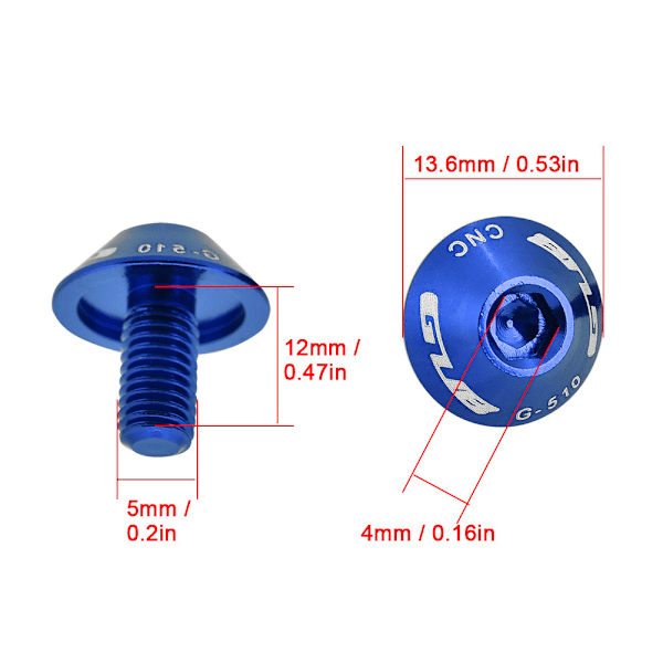 GUB G-510 2 st M5 * 12 mm Cykelvattenflaskhållare Fästskruvar (Blå)