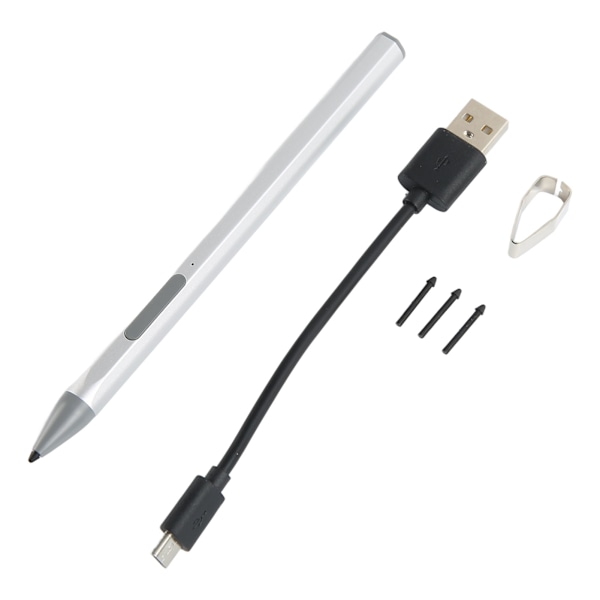 Tablet Stylus Pen til Microsoft Pro7 6 5 4 3 X til Laptop til Book til Studio til 3 Go med 3 Udskiftelige Nib Stylus Pen Sølv