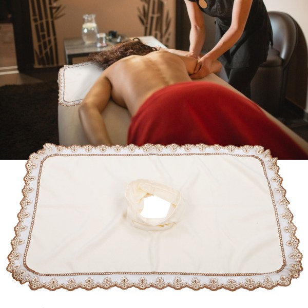 Spa Massagebord Hovedbetræk Lagen Massage Sengetæppe med hul til Beauty ShopBeige Hvid ++/