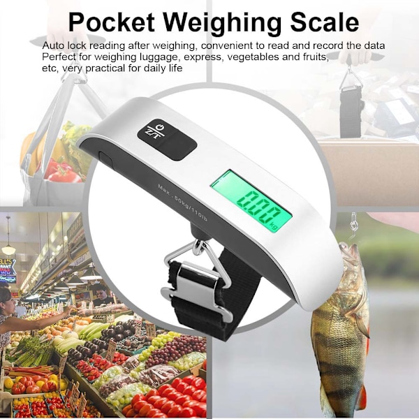 Bærbare Mini LCD Digitale Hengevekter - Maks. 50 kg Last