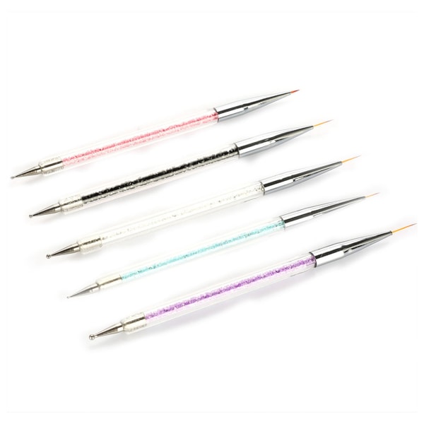 5 STK Dobbelthoveder Krystal Dotting Manicure Værktøj Painting Dot Pen Nail Art Paint Set++/