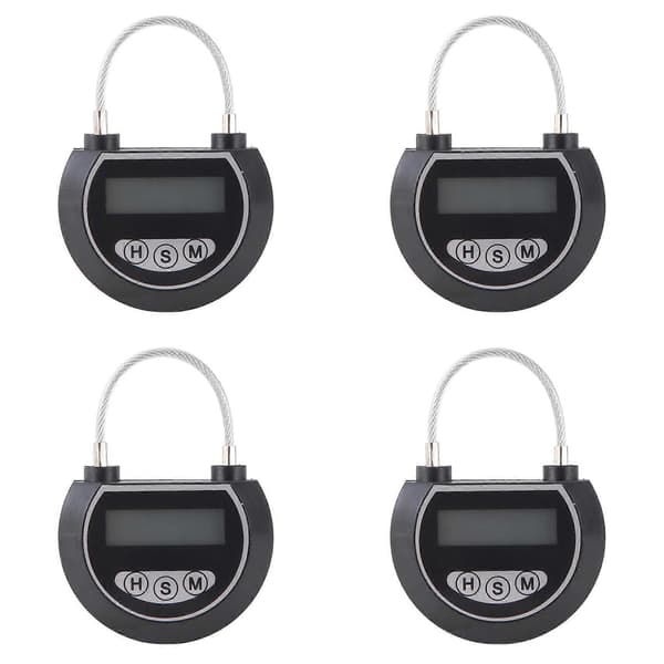 Elektroniskt tidslås för leksaker, multifunktionell timerlåda, svart, 4-pack