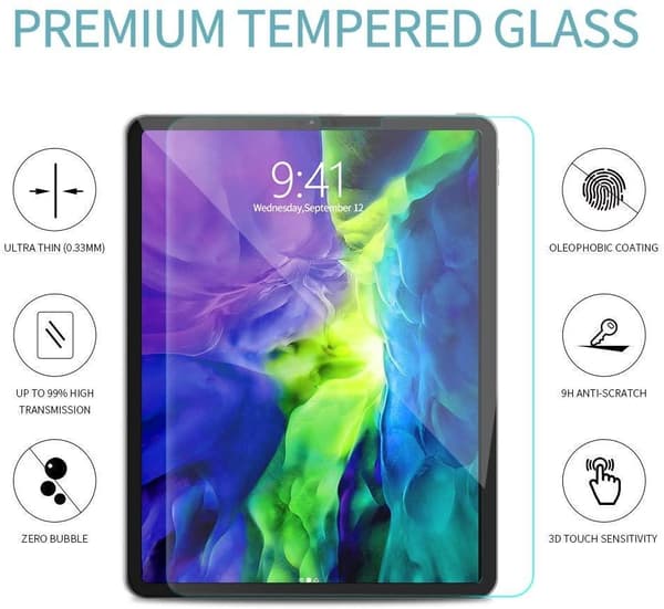 【BEMS】2x Tempered Glass Screen Protector for iPad Air 4/5, Pro 11 Transparent transparent