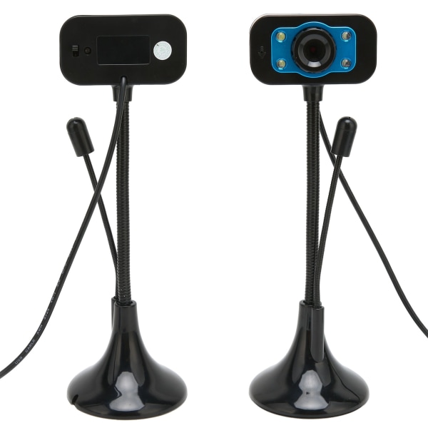 Webkamera High Definition Manuell Fokus USB Streaming Webcam med LED Fill Light Microphone++