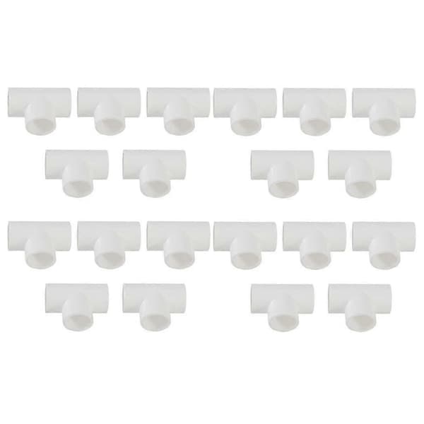 20 mm PVC T-kobling, 3-veis vannrørsadapter, hvit, 20 stk. 04