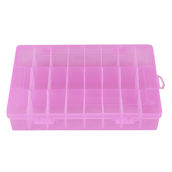 24 Fack Plast Smyckeslåda Justerbar Avtagbar Organiser Pärlor Örhängen Förvaringslåda (Rosa)