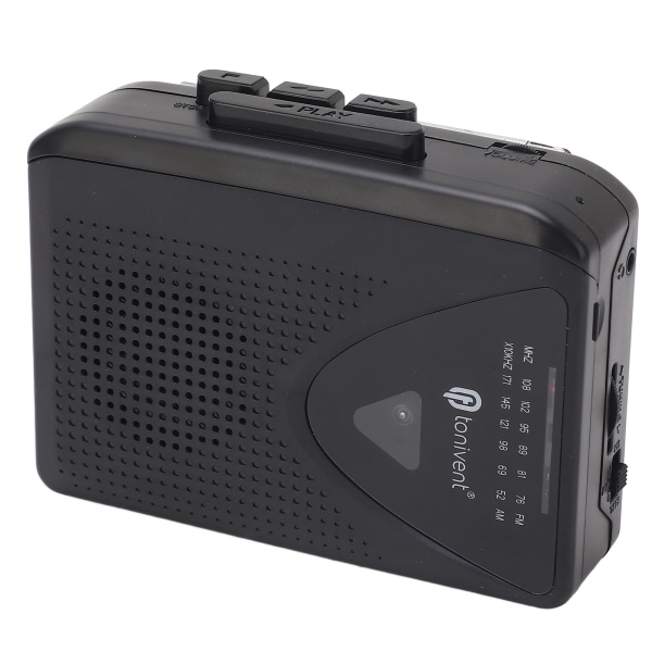 TIMH bærbar kassettspiller FM AM Radio Stereokassett til MP3-konverter båndspiller med 3,5 mm jack og høyttaler for Daily Black