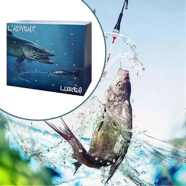 Fiskekalender 24 dagars julnedräkningskalender Fiskeredskapsutrustningsset Present till pappa A A