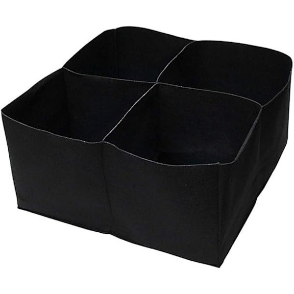 【BEMS】1 pc Black 4-Compartment Durable Square Planting Bag, Divided