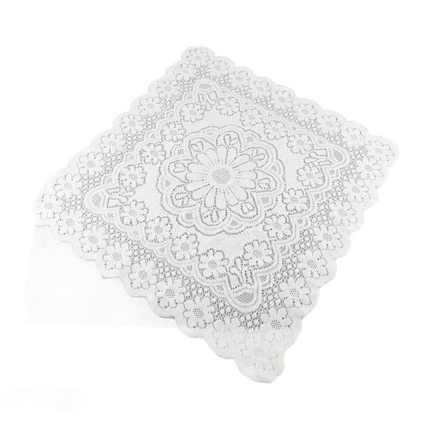 【BEMS】Lace Tablecloth Hollow Pattern Soft Comfortable Simple Lace Decorative Background Cloth Compatible with Home Cafe White Lace 60x60cm