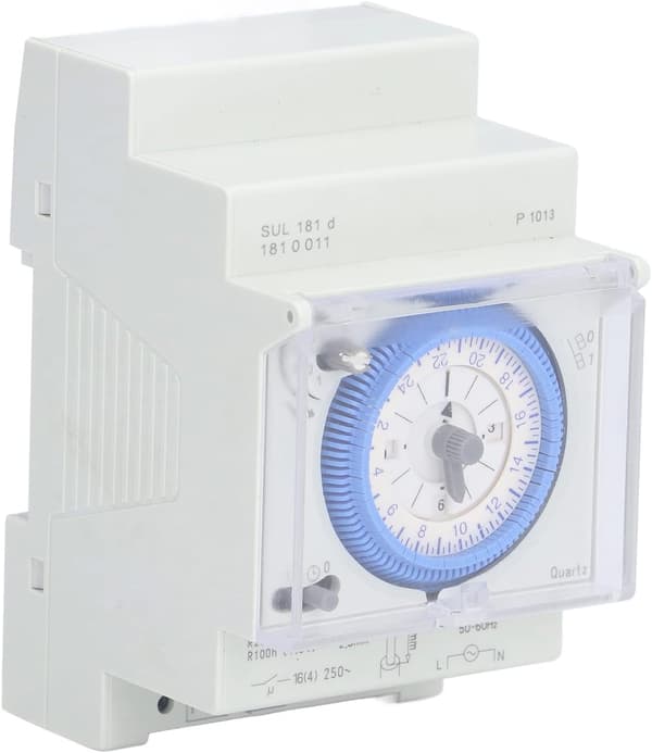 Mekanisk timer, 110-230V tidsafbryder, 2-vejs digitalt display, DIN-skinne, til indendørs brug, til belysning, til lamper