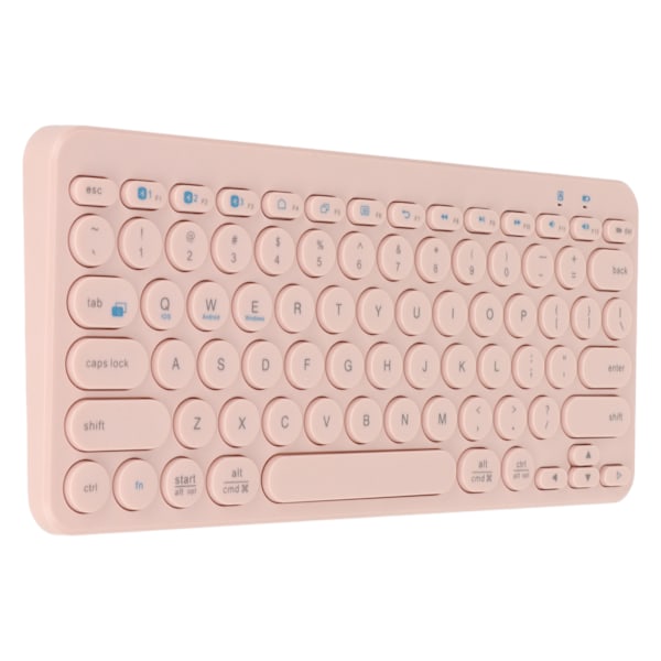 Trådlöst tangentbord 78 tangenter Runda tangentlock Slim Kompakt Retro Tyst Bluetooth-tangentbord för hem Kontor Resor Rosa