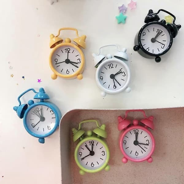 Mini Vacker Analog Väckarklocka Med Tvillingring För Barnrumsinredning Vit