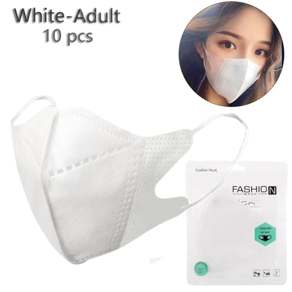 Valkoinen aikuisten tyyli / 10 värikästä laukkua - 3D kolmiulotteiset naamarit++/