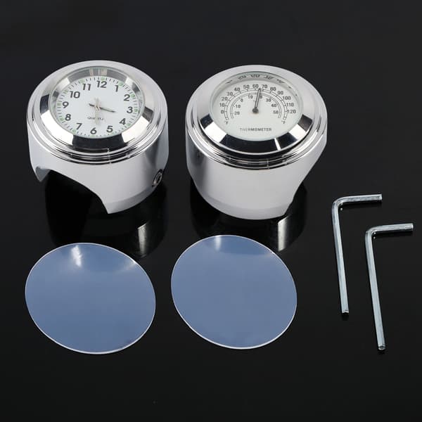 7/8\" 1\" Motorsykkel Styre Montering Klokke Skive Termometer Temp Hvit