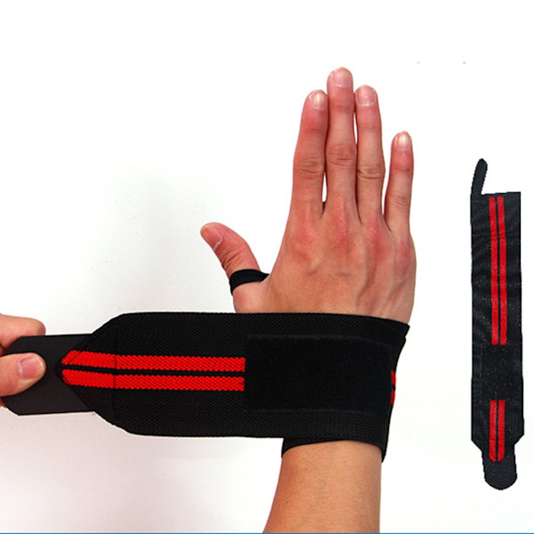 1 st Handledsskydd med Tumstöd för Viktlyftning Gym Vindande Handledsband (Svart & Röd)
