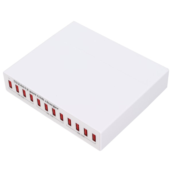 USB Laddningsstation 12 Port Intelligent Shunt LED Indikeringslampa Automatisk igenkänning USB Charging Hub 100‑240VEU Plugg ++