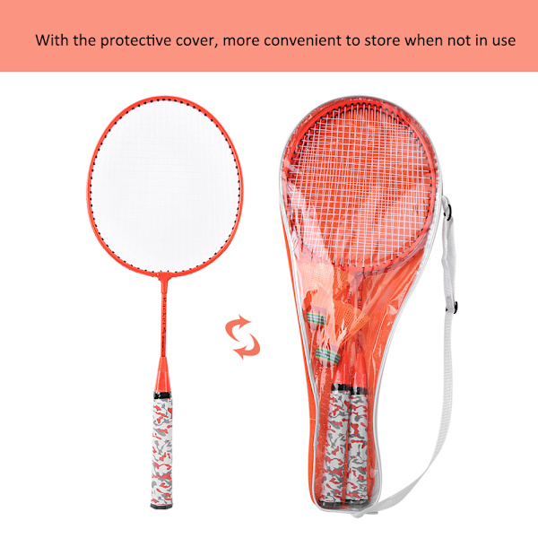 Badmintonracket för barn med 2 bollar Set Utomhus Sport Spel Barn Pojkar Flickor Leksak Fluorescerande Orange