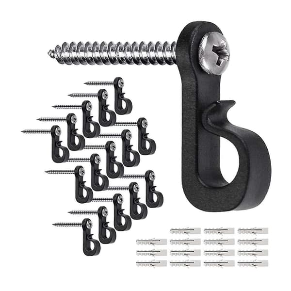 20 koukkua sisä- ja ulkovalaisinripustimiin tuulikelloille Black 3.5cmx2.9cm