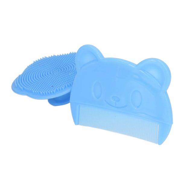 2 STK Baby hodebunnsbørstesett Myk sensorisk silikon badebørste Komfortabel nyfødte hodebunnsbadeverktøy Blå