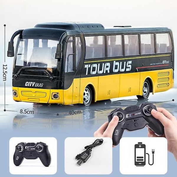 Trådløs fjernkontrollbuss med lyssimulering elektrisk stor toetasjes buss lekegutt barneleke fjernkontrollbil