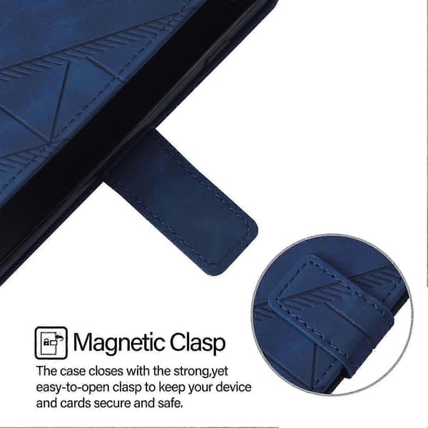 Doogee N55 Plus plånboksfodral, 3D-präglat fällfodral med kortfack, magnetspänne och handledsrem blue