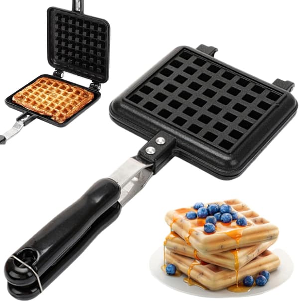 Vaffeljern, vaffelform, non-stick vaffelbakeutstyr i aluminiumslegering, for gasskomfyr