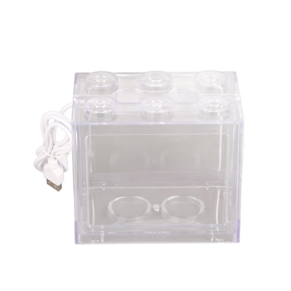 TIMH Dekorativt Mini Aquarium USB LED Lys Lampe Fisketank Box Office Tebord Dekoration (gennemsigtig)