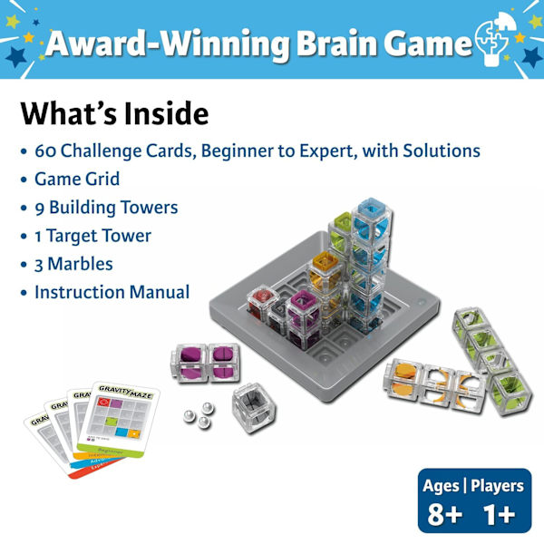 【BEMS】ThinkFun Gravity Maze - Falling Marble Logic Game - Challenging STEM Toy Compatible with Kids 8-12 - Gravity Marble Labyrinth