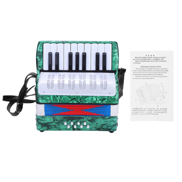TIMH 17 Key 8 Bass Piano Trekkspill Musikkinstrument for nybegynnere (grønn)