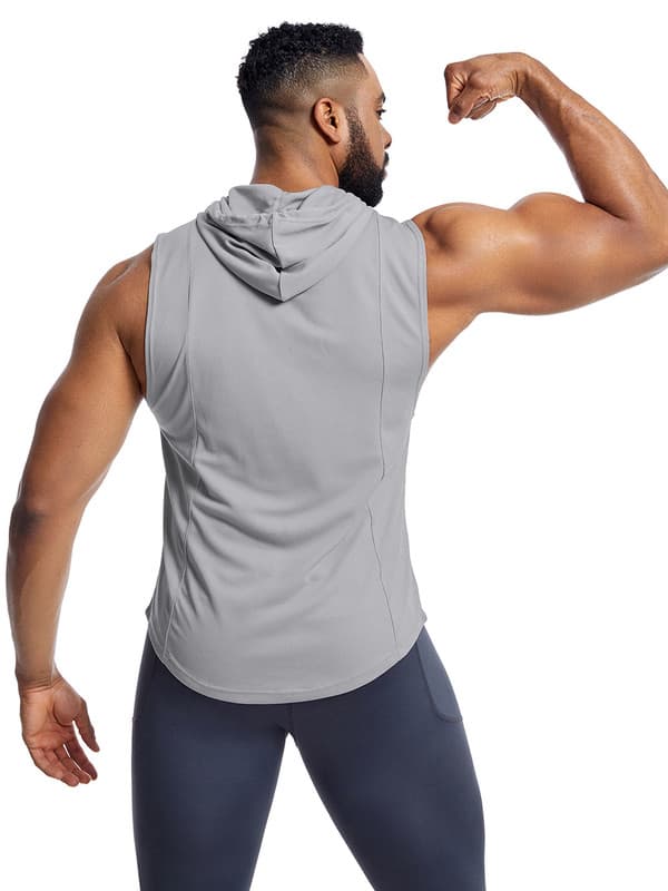 Miesten hupullinen hihaton treenitoppi, harmaa Grey S